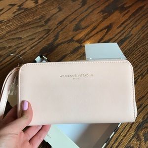 BRAND NEW baby pink wallet with portable charger
